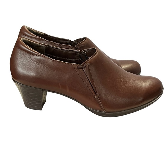 Easy Spirit “Eloize” Brown Leather Stacked Heels Size 8 Medium - Picture 2 of 14